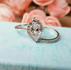 Engagement Ring Set 2.50Ct Pear Vvs1 Simulated Diamond 14K White Gold Size 6