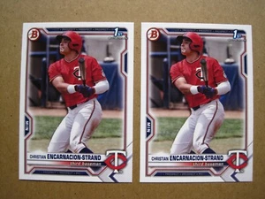 (2x Lot) 2021 CHRISTIAN ENCARNACION STRAND Bowman Draft RC - BD-9 - Reds - Picture 1 of 2