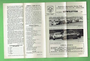 #D398.  1972  AUSTRALIAN AUTOMOBILE RACING CLUB NEWSLETTER, SEPTEMBER - Picture 1 of 2