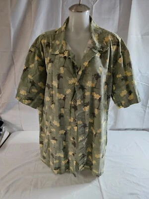 Trader Bay Shirt Men's XXL Green Yellow Floral Beach Hawaiian Cotton - Image 1 of 4