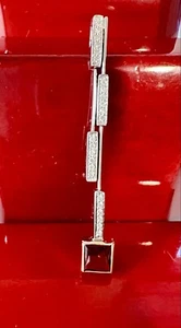 14K White Gold Natural .94CT G/VS Diamond Princess Cut Garnet Pendant 48.76MM - Picture 1 of 12