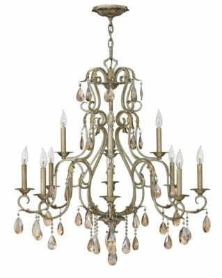 Hinkley Lighting 4778SL Carlton 12 Light 2 Tier Crystal Chandelier, silver Leaf - Image 1 of 4
