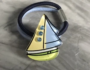 Gymboree Hair Pony Elastic Sailboat Boat Sailing Blue Green Yellow Gems Girls - Picture 1 of 12