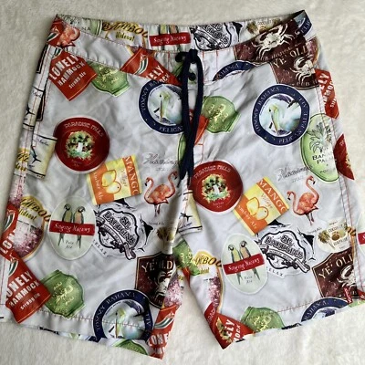 Tommy Bahama Size 36 Board Shorts Beer Ale Logo Brand 9 Inch Trunks Adjustable - Image 1 of 4