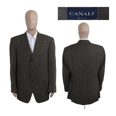 Canali Three Button Olive Green Brown Blue Plaid Wool Blazer Sport Coat 56L 46L - Image 1 of 4