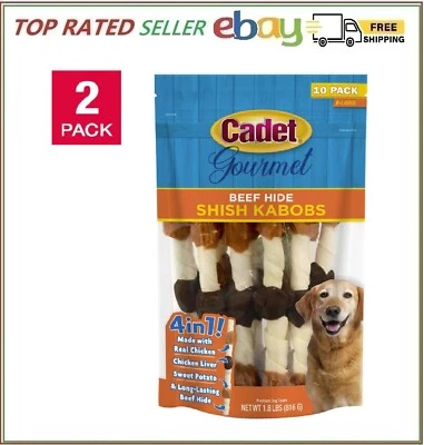Cadet Gourmet X-Large Triple Sabor Piel de res Shish Kabob Golosinas para perros Paquete de 10x2 Foto 1 de 4