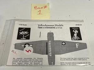 Yellowhammer Models TBM-3 Avengers Airplane Decal Sheet Y48-04 - Bild 1 von 2
