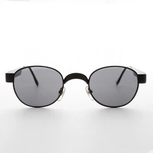 Round Metal Industrial Sunglasses with Wide Curve Temples Black / Gray - Ollie - Picture 1 of 3