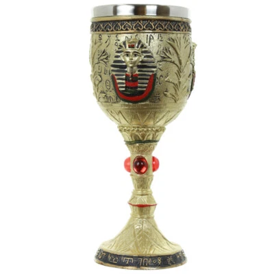 Decorative Egyptian Death Mask Goblet - Gothic Design Wine Cup - Image 1 of 4