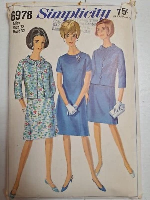 Sheath Princess Dress Jacket 12 Simplicity 6978 Sewing Pattern VTG 60s A Line - Image 1 of 4