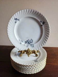 Set of 8 VTG Silver Dawn By Kaiser Salad Plates 8" Roses Floral Blue Black  - Picture 1 of 11