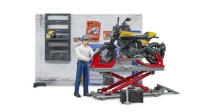 Bruder Bworld Motorcycle Workshop Set With Scrambler Ducati Mechanic Tools - Picture 1 of 11