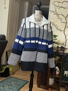 Chicos Blazer Damen 3 US XL Abstrakt Häkel Vorne Offen Jacke Langarm - Bild 1 von 7