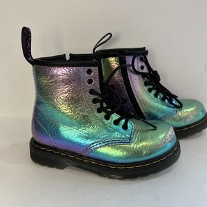 Dr. Martens Botas Juveniles 9 Delaney Botín Gris Arco Iris Con Cordones Cremallera Lateral - Imagen 1 de 8