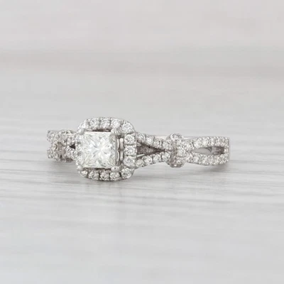 0.55ctw Princess Diamond Halo Engagement Ring 14k White Gold Size 4.75 - Image 1 of 4