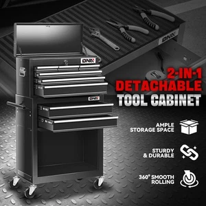 2-In-1 8-Drawers Combination Tool Chest Rolling Cabinet w/ Wheels & Keys Black - Bild 1 von 8