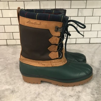 Botas Eddie Bauer Mujer Talla 8M Verde Pato Impermeable Aislado Invierno Cuero Foto 1 de 4