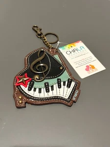 Borse Chala nuove con etichette pianoforte e chiave acuta portachiavi portamonete tema musica pelle - Foto 1 di 7