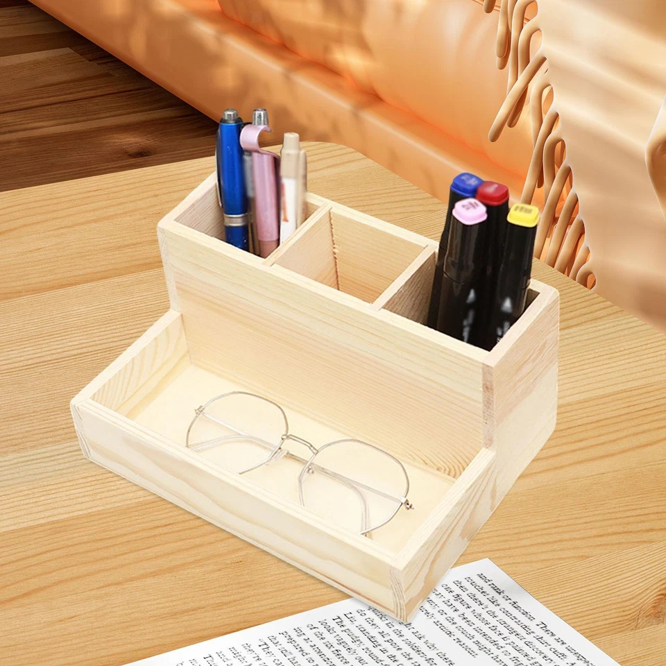 Wooden Nail Art Brush Box Cosmetic Storage Case Space Saving Elegant Storage - Image 1 of 4