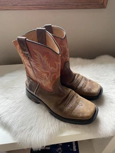 Ariat Women Brown Orange Snipped Square Toe Saddle Vamp Cowgirl Western Boots 4 - Picture 1 of 10