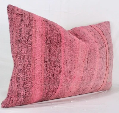 Funda Almohada Lumbar Turca Kilim 16x24 Rosa Kilim Sofá Cojín Foto 1 de 4
