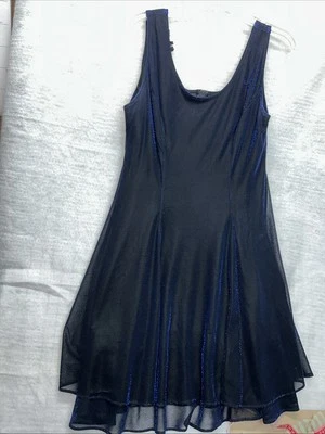 Vestido de noite feminino 12 preto azul metálico sem mangas formal brincalhão lindo - Imagem 1 de 4