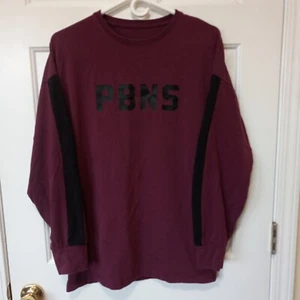 ALPHALETE Hombre;s Borgoña Mezcla Algodón Manga Larga Pullover Top Informal Talla S - Imagen 1 de 4