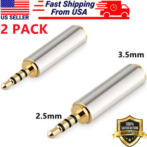 2 Pack 2.5mm Male to 3.5mm Female Stereo Mic Audio Headphone Adapter Converter
