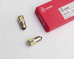 Lucas 6V Pair Clear / White LED BA9s Bulbs for Pilot & Warning Lamps, LLB293 - Picture 1 of 2