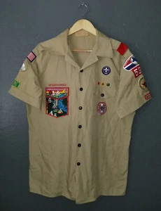 Boy Scouts Insignia Uniform Shirt BSA #531 Vintage USA Sewn Patches Mens LG - Picture 1 of 7
