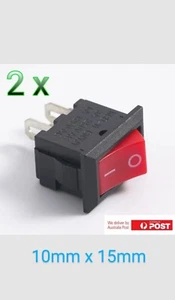2Pcs x 2 Pin 12V Car Boat  Light ON/OFF Rocker Toggle Switch Red buttton 10x15mm - Picture 1 of 5