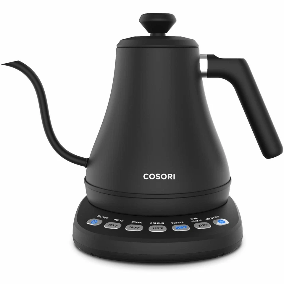 COSORI CO108-NK Stainless Steel 0.8L 1200W Electric Gooseneck Kettle - Matte Black