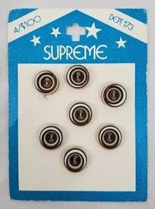 VINTAGE ~ Brown & White Round Buttons - 7 Ea. 5/8" - By SUPREME Dept.173 - Picture 1 of 5