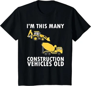 2 Years Old Boy Construction Trucks 2nd Birthday Party Gift Unisex T-Shirt - Picture 1 of 3