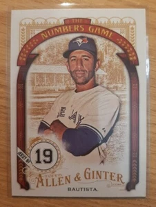 2016 TOPPS ALLEN & GINTER THE NUMBERS GAME JOSE BAUTISTA #62 TORONTO BLUE JAYS - Picture 1 of 2