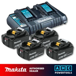 Makita DC18RD Dual Port Ladegerät mit 4 x BL1850B 5Ah Li-Ion Akku Kit Original - Bild 1 von 4
