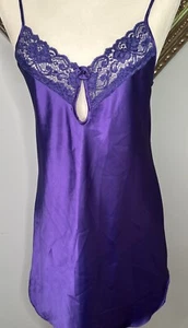 Vtg Purple Chemise Nightie Nightgown Secret Treasures Small Slip Lace Satin - Picture 1 of 7