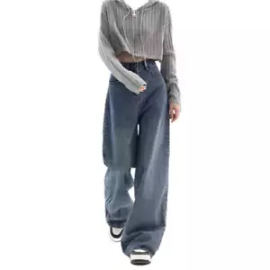 Womens High Waist Wide Leg Jeans for Women Straight Leg Denim Pants Loose Fit Bl - Picture 1 of 7