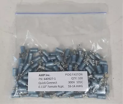 AMP 640927-1 PIDG FASTON Quick Connect Terminal .110 x .016, 16-14 AWG, 100 pcs - Image 1 of 4