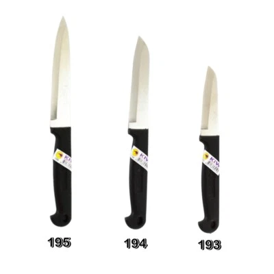 SET3 Cuchillo Kiwi Cocina Tailandesa Mango de Plástico Hoja de Acero Inoxidable Tamaño 3",4",5"" Foto 1 de 4
