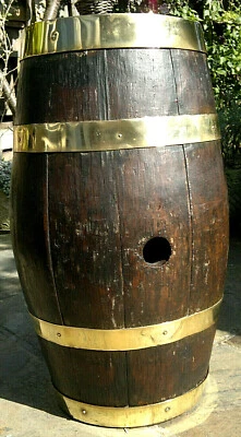 Antiguo Roble Inglés Coopered Barril Stick Soporte Paraguas Hall Stand 24.5" Foto 1 de 4