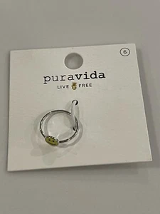 Pura Vida Enamel Happy Face Ring Smiley Silver Color - Women's Size 6 - New! - Picture 1 of 3