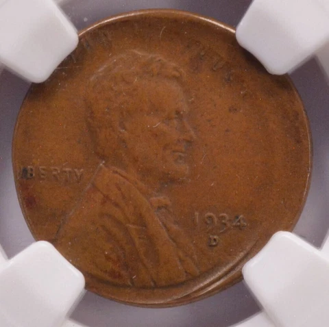 NGC 1c 1934-D Lincoln Cent Struck 10% Off-Center UNC Details Cover