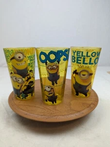 Universal Studios Minions 16 Oz Drinking Glasses Oops Yellow Bello. 3 in Lot - Picture 1 of 13