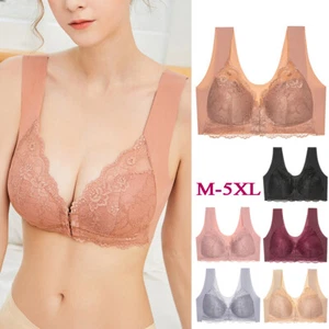 Ladies Front Fastening Firm Support Non Wired Lace Bra Plus Size Underwear Hot• - Picture 1 of 27