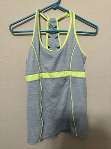 Kyodan Run Yoga Top Small Gray Yellow Stripes Racerback - Picture 1 of 6