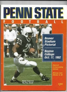 October 17, 1992 Penn State vs Boston College Football Program---Richie Anderson - Picture 1 of 2