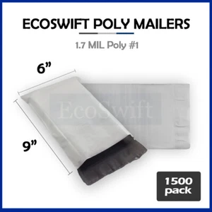 1500 6 x 8 EcoSwift Bianco Poly Buste Spedizione Buste Autosigillanti 1,7 MIL - Foto 1 di 5