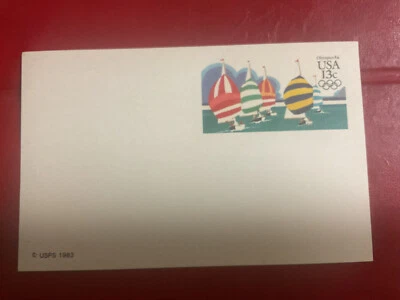 (11) US. UX100. 13c . cents Olympics 84, Yachting. Postal Card 1983 unused - Image 1 of 2
