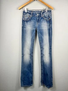 Miss Me Boot Jeans Size 27 Signature Boot Style #JW518OB12 Bling Rodeo Western - Picture 1 of 19